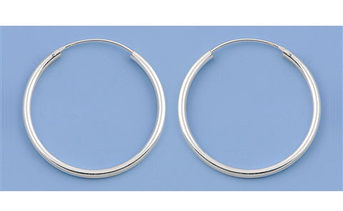 CH20-030 Mid-sized 30mm, 1.2 inch 925 Silver Continuous Hoop Earrings - 1000Jewels.com