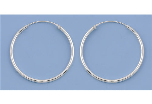 CH20-035 Mid-sized 35mm, 1.4 inch 925 Silver Continuous Hoop Earrings - 1000Jewels.com