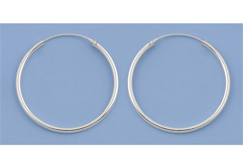 CH20-035 Mid-sized 35mm, 1.4 inch 925 Silver Continuous Hoop Earrings - 1000Jewels.com