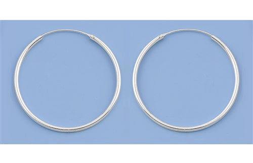 CH20-040 Mid-sized 40mm, 1.6 inch 925 Silver Continuous Hoop Earrings - 1000Jewels.com