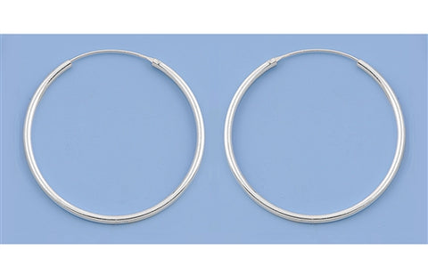 CH20-045 Mid-sized 45mm, 1.8 inch 925 Silver Continuous Hoop Earrings - 1000Jewels.com