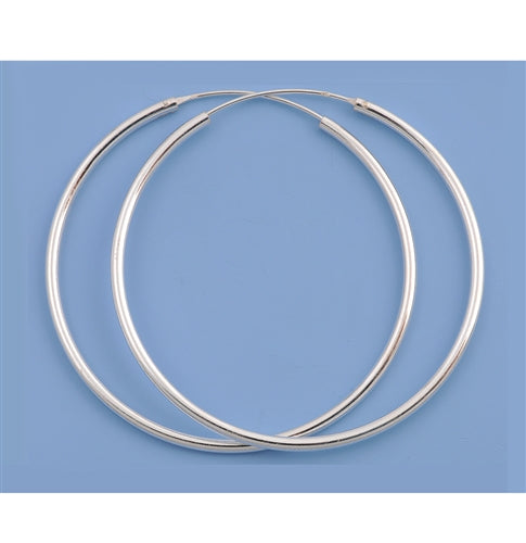 CH20-040 Mid-sized 40mm, 1.6 inch 925 Silver Continuous Hoop Earrings - 1000Jewels.com