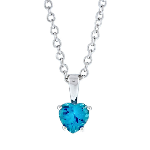 Miranda: 0.75ct Heart Cut Swiss Blue Topaz Ice CZ Silver Chain Pendant - 1000Jewels.com