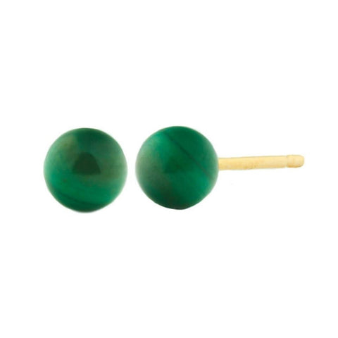 Natural Green Malachite Ball Stud Earrings 14-20 Gold Filled - 1000Jewels.com