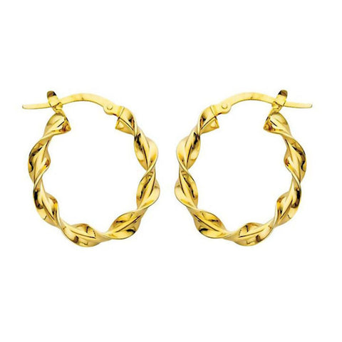 Greg Anthony Italian Twist Hoop Earrings 14K Yellow Gold - 1000Jewels.com