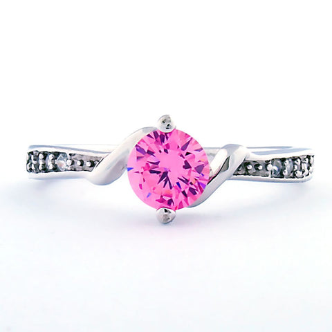 Entwined Love: Pink Sapphire and CZ Promise Friendship Band Ring - 1000Jewels.com