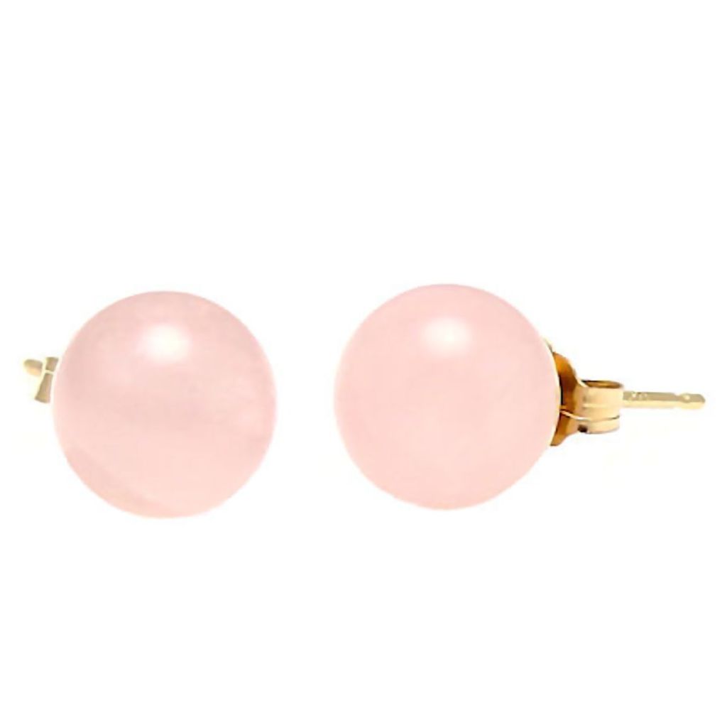Natural Rose Quartz Ball Stud Earrings 14-20 Gold Filled - 1000Jewels.com