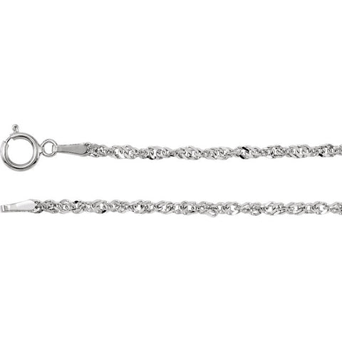 1.2mm Singapore Twist Chain 14K White Gold, 20 Inches - 1000Jewels.com