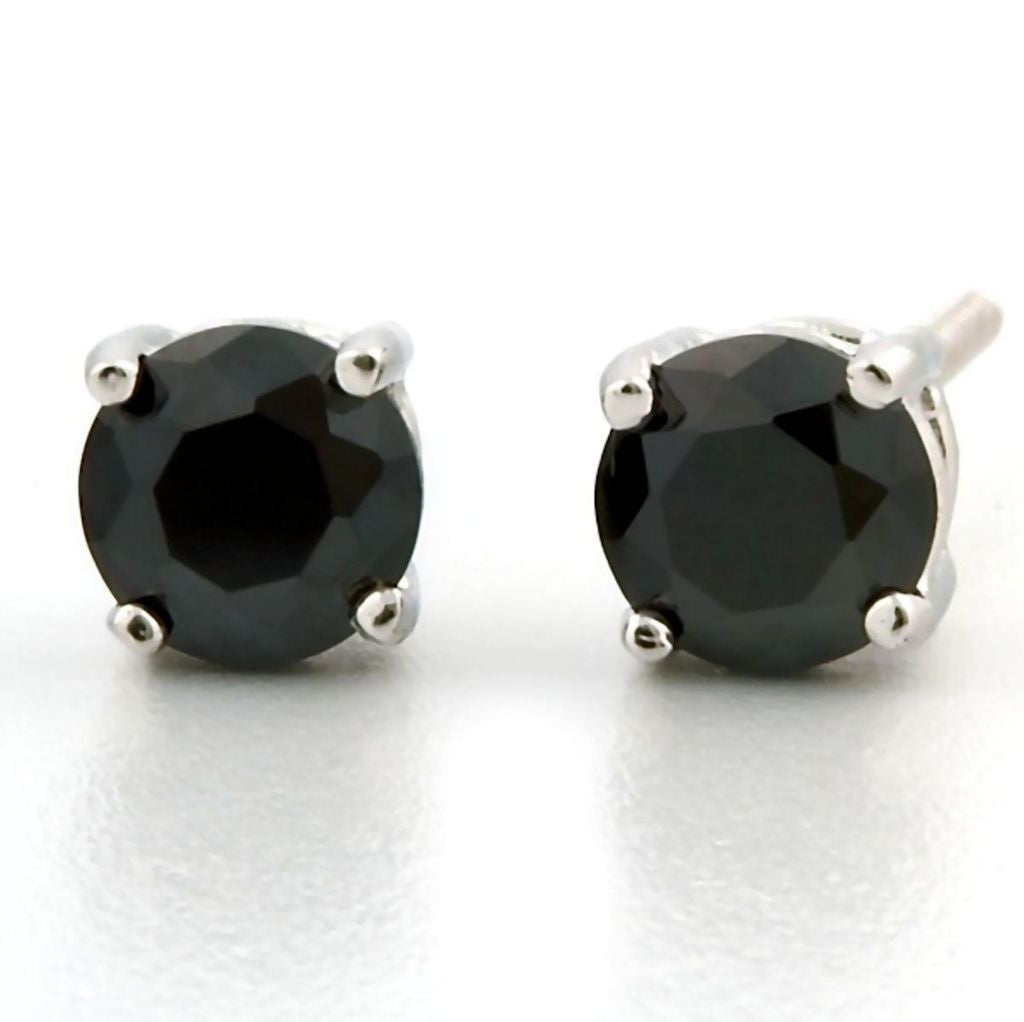 Chris: 5mm, 1.0ct Black Ice Simulated Diamond CZ Screw Back Earrings - 1000Jewels.com