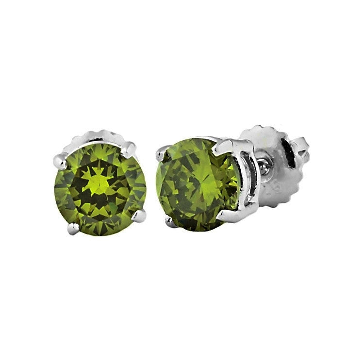 Ellah: 6mm, 1.5ct Peridot Ice CZ Screw Back Earrings Sterling Silver - 1000Jewels.com