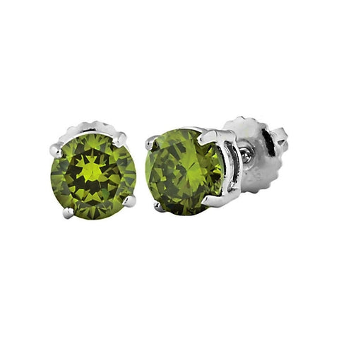 Ellah: 6mm, 1.5ct Peridot Ice CZ Screw Back Earrings Sterling Silver - 1000Jewels.com