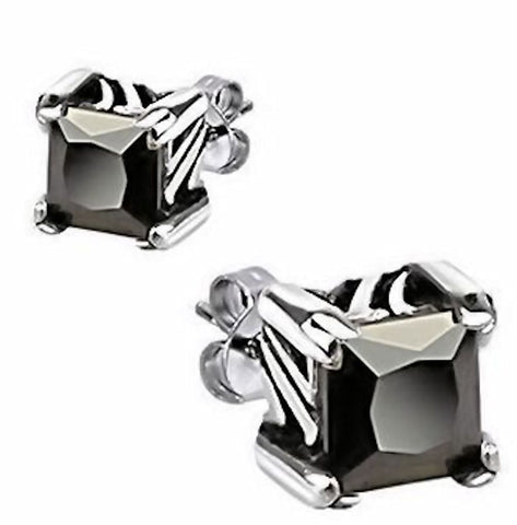 Kanga: 2.60ct Black Ice Diamond CZ 316L Steel Earrings Tribal Accents - 1000Jewels.com