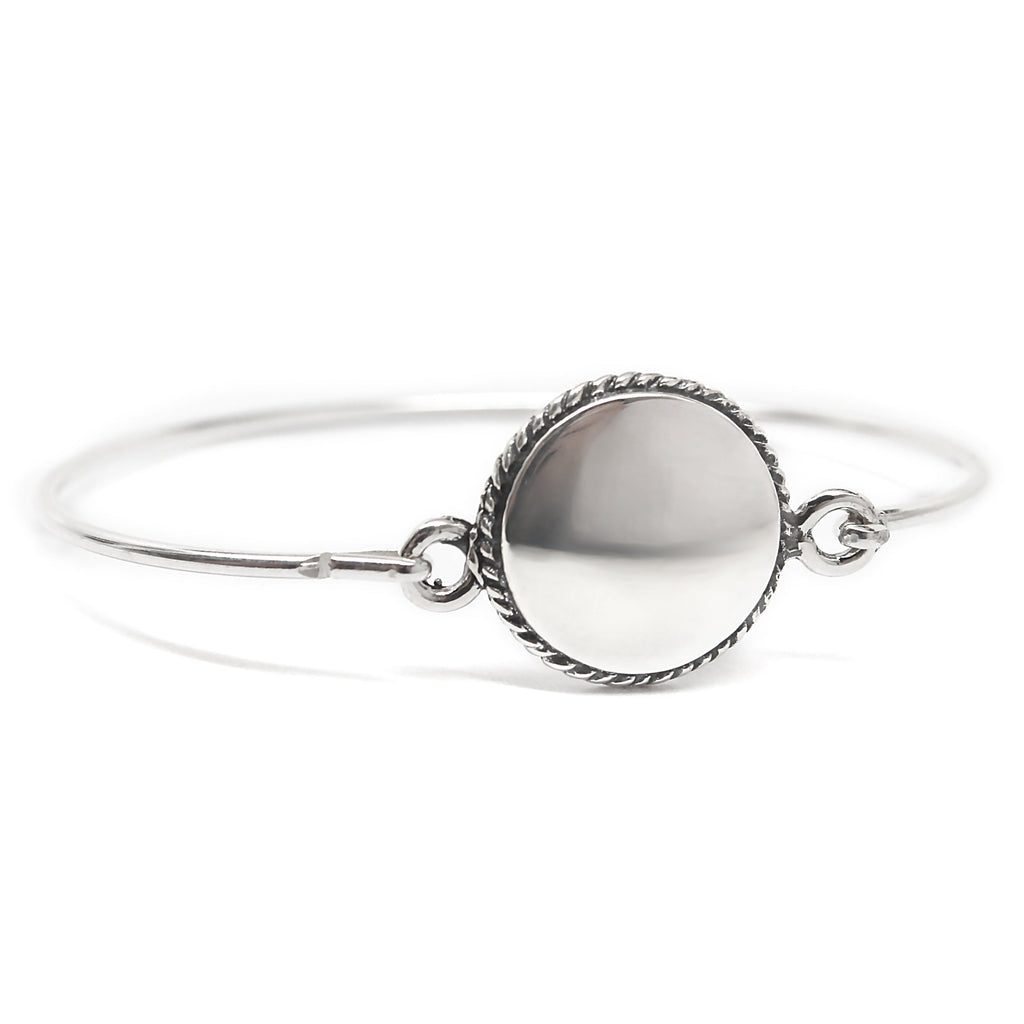 Trustmark Engravable Rope-bordered Round Disc Baby Bracelet Sterling Silver - 1000Jewels.com