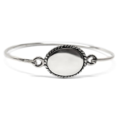 Trustmark Engravable Rope-bordered Oval Disc Baby Bracelet Sterling Silver - 1000Jewels.com