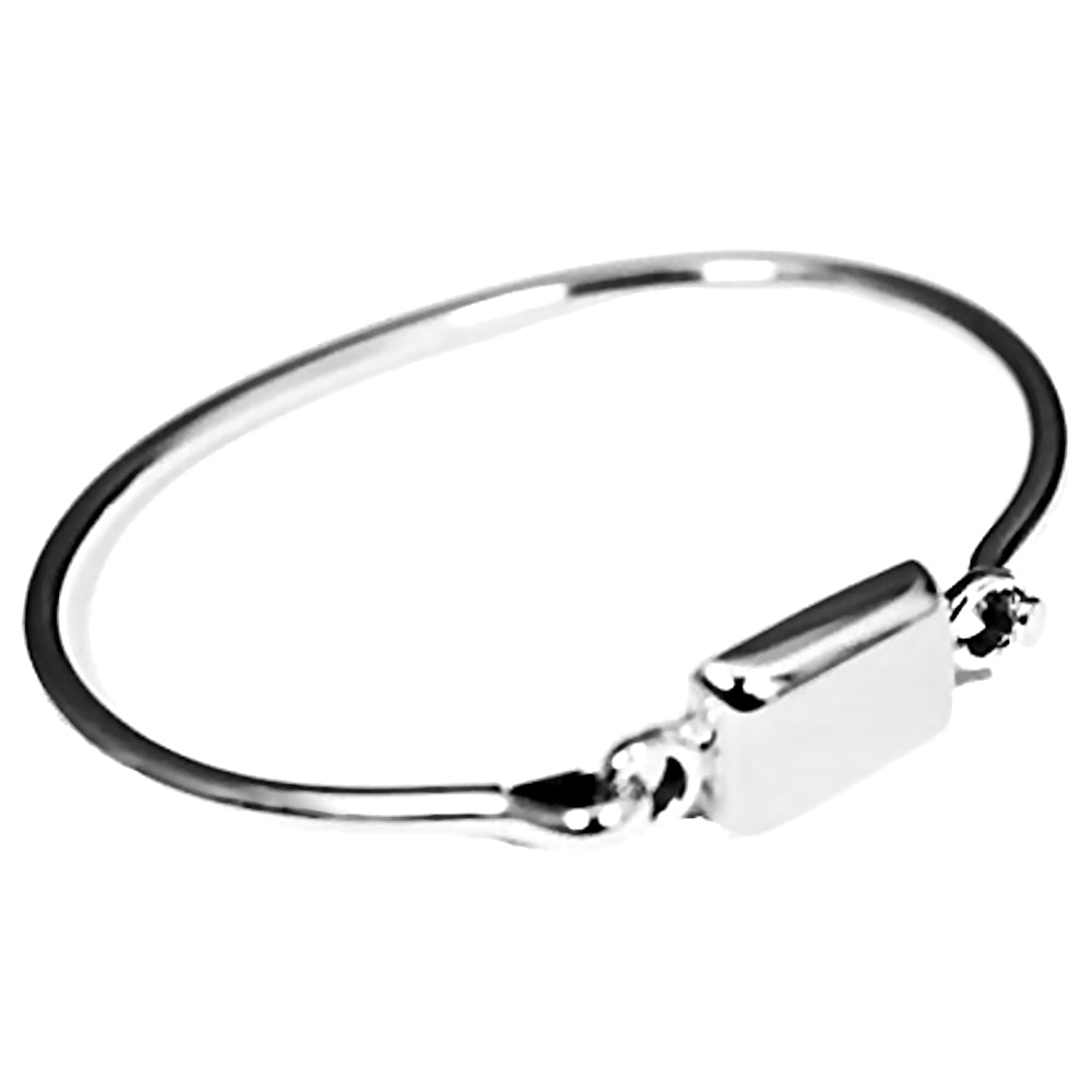 Trustmark Engravable Rectangle Puffed Disc Baby Bracelet Sterling Silver - 1000Jewels.com