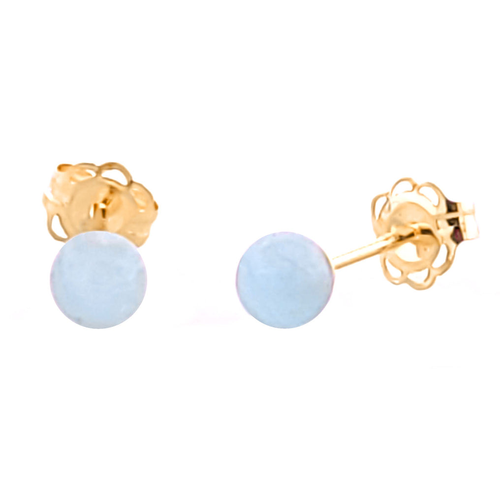 Genuine Natural Aquamarine Ball Stud Earrings - 1000Jewels.com