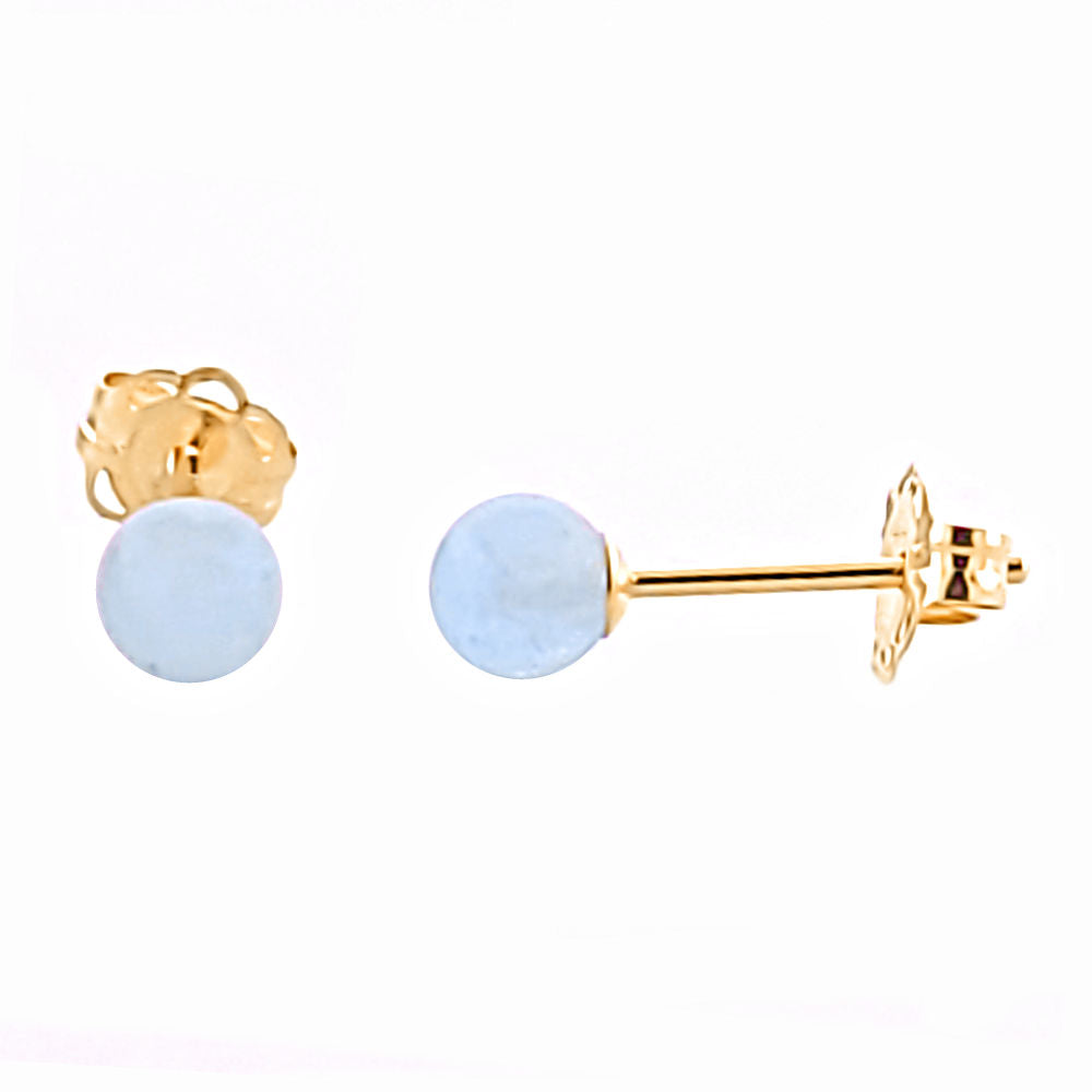 Genuine Natural Aquamarine Ball Stud Earrings - 1000Jewels.com