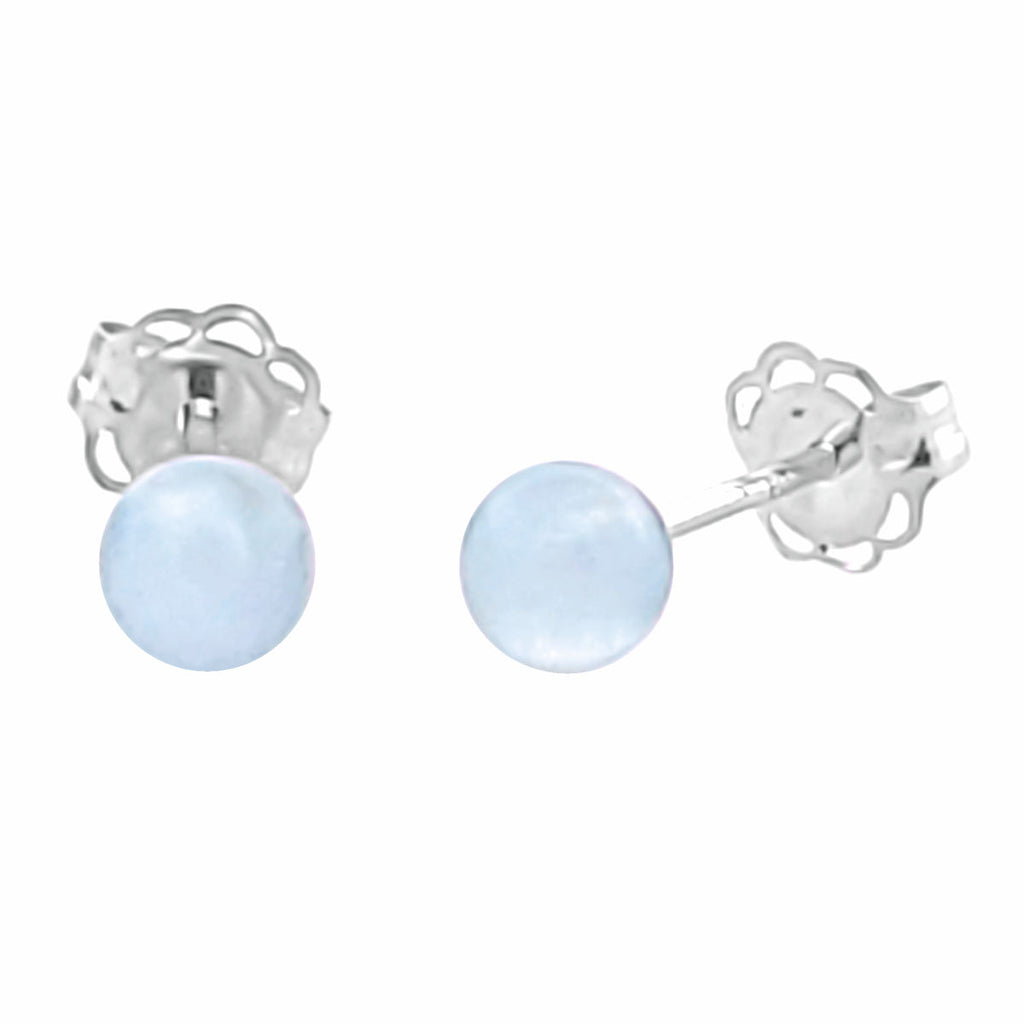 Genuine Natural Aquamarine Ball Stud Earrings - 1000Jewels.com