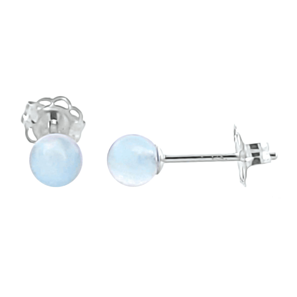 Genuine Natural Aquamarine Ball Stud Earrings - 1000Jewels.com