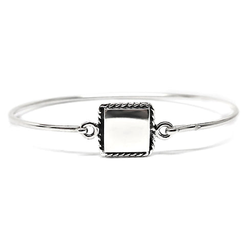 Trustmark Engravable Rope-bordered Square Disc Baby Bracelet Sterling Silver - 1000Jewels.com