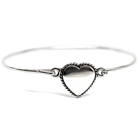 Trustmark Engravable Rope-bordered Heart Disc Baby Bracelet Sterling Silver - 1000Jewels.com