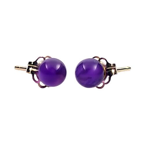 Natural Brazilian Amethyst Ball Stud Earrings 14-20 Gold Filled - 1000Jewels.com