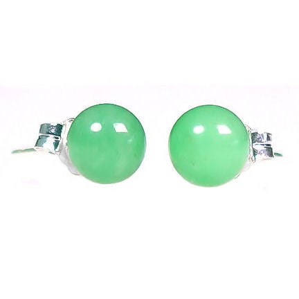 Green Jade Aventurine 6mm Ball Stud Post Earrings 925 Sterling Silver - 1000Jewels.com