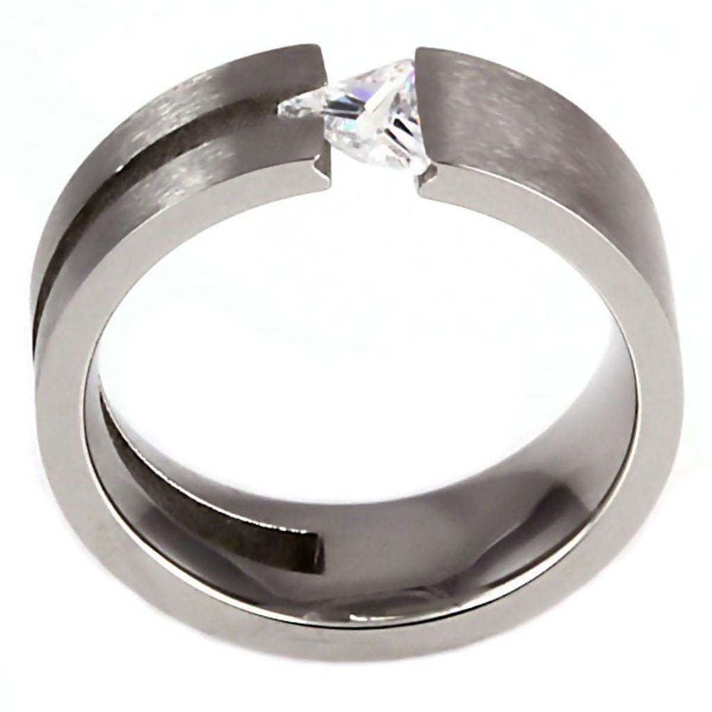 Kylee: 316L Steel Promise Friendship Russian Ice Diamond CZ Band Ring - 1000Jewels.com