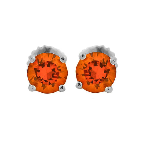 Nico: 6mm 1.5ct Brilliant-cut Orange Ice CZ Screw Back Earrings Silver - 1000Jewels.com