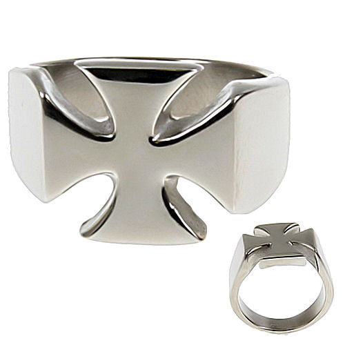 Rafferty: Mens 316L Cast Stainless Steel Maltese Cross Biker's Ring - 1000Jewels.com