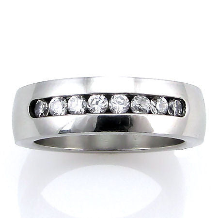 Palmer: Russian Ice on Fire CZ Stainless Steel Wedding Band Ring