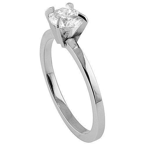 Jackie: 1.0ct Brilliant-cut Ice on Fire CZ Steel Engagement Ring - 1000Jewels.com