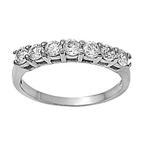 Prunella: 0.77ct 7 stone Russian IOF CZ Semi-eternity Wedding Band - 1000Jewels.com