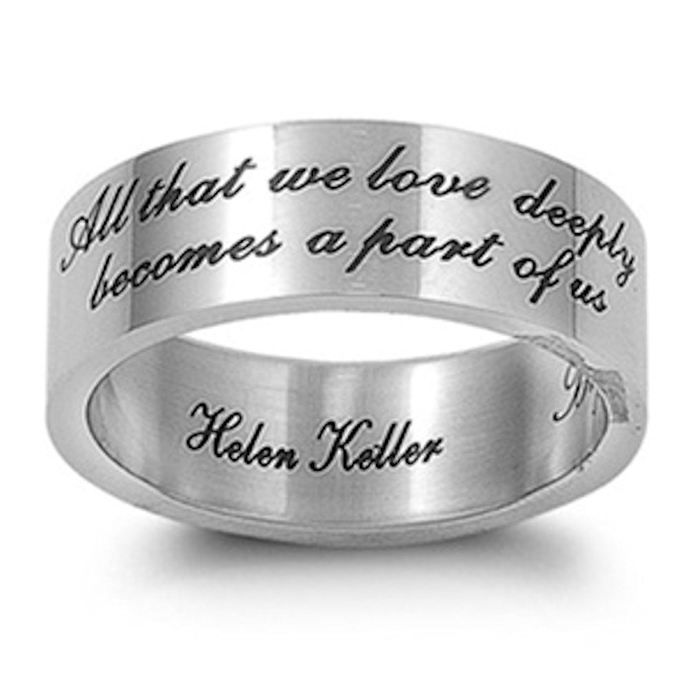 Inspirational Hellen Keller Quote Wedding Band 316 Stainless Steel - 1000Jewels.com