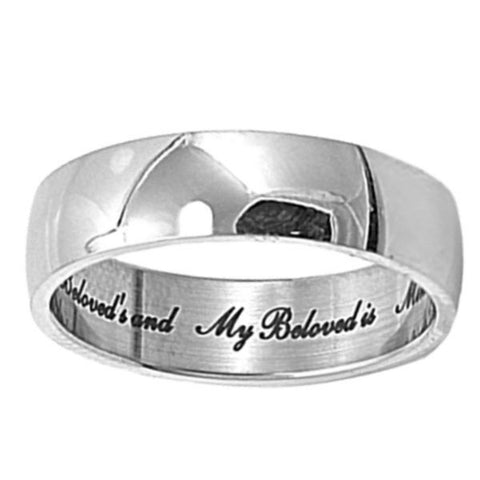 Beloved: 6mm Classic Love Engraved Stainless Steel Wedding Band - 1000Jewels.com