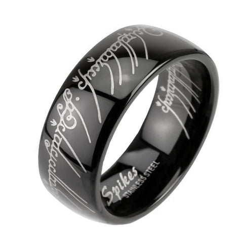 Eregion B:The One Ring Replica Steel IP Black Rhodium Comfort Fit Band - 1000Jewels.com