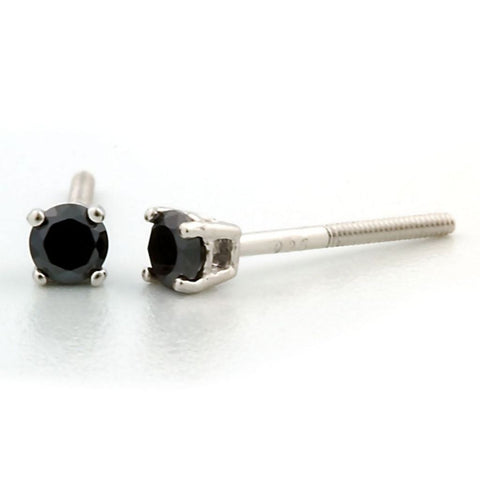 Chris: 3mm, 0.2ct Black Ice Simulated Diamond CZ Screw Back Earrings - 1000Jewels.com