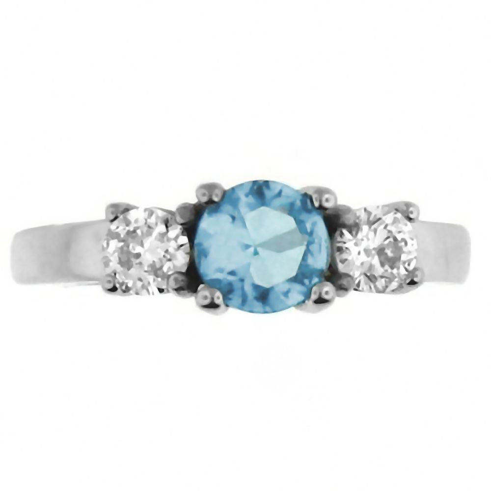 Orianna: 1.25c 3 Stone Aquamarine Ice CZ 316 Steel Engagement Ring - 1000Jewels.com