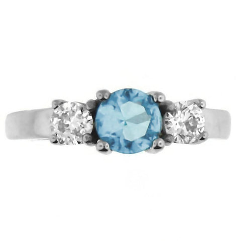 Orianna: 1.25c 3 Stone Aquamarine Ice CZ 316 Steel Engagement Ring - 1000Jewels.com