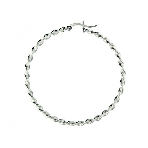 Adamina: 50mm Large Twisted Hoop Earrings 316 Steel - 1000Jewels.com