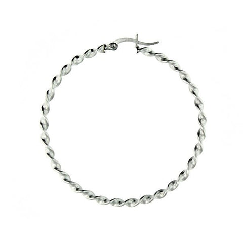 Adamina: 50mm Large Twisted Hoop Earrings 316 Steel - 1000Jewels.com