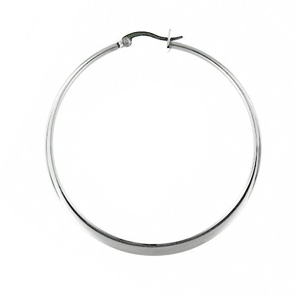 Daisy: 25mm Large Flat Oval Hoop Earrings 316 Steel - 1000Jewels.com
