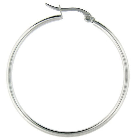 Faina: 75mm Large Round Tube Hoop Earrings 316 Steel - 1000Jewels.com