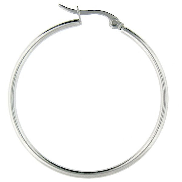 Faina: 25mm Large Round Tube Hoop Earrings 316 Steel - 1000Jewels.com