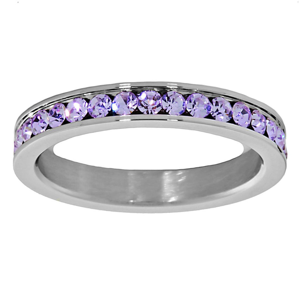 Rasina: 0.78ct Alexandrite Ice CZ 316 Steel 3mm Eternity Band Ring - 1000Jewels.com