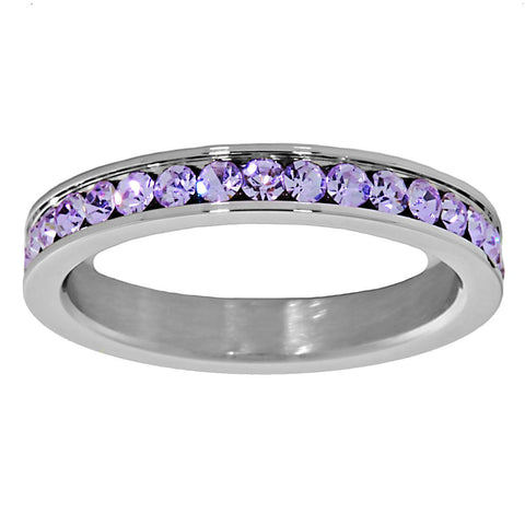 Rasina: 0.78ct Alexandrite Ice CZ 316 Steel 3mm Eternity Band Ring - 1000Jewels.com