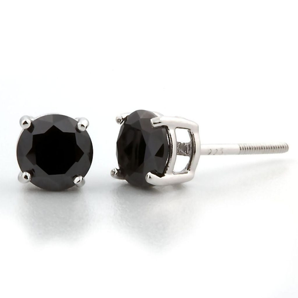 Chris: 6mm, 1.50ct Black Ice Simulated Diamond CZ Screw Back Earrings - 1000Jewels.com