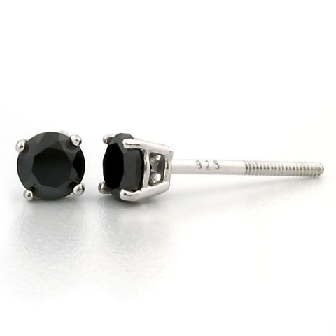 Chris: 4mm, 0.5ct Black Ice Simulated Diamond CZ Screw Back Earrings - 1000Jewels.com