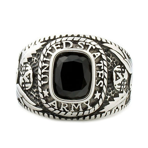 Hood: Mens US Army 316L Stainless Steel Ring Military Veterans Gift - 1000Jewels.com