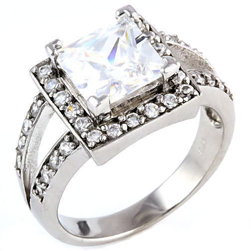 Sophia: 3.62ct Large Princess Cut Solitaire Split Band Engagement Ring - 1000Jewels.com